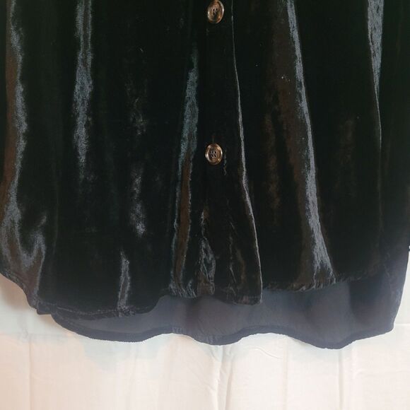 CP Shades Crushed Velvet Button Up Shirt Women's Large L Black Holiday Party - Picture 4 of 10
